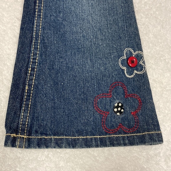 NWT vintage Gymboree adjustable waist embroidered flower flare jeans girls 5 - Picture 2 of 11